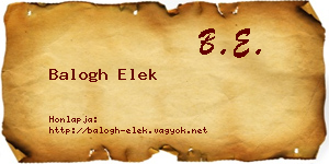 Balogh Elek névjegykártya