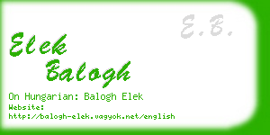 elek balogh business card